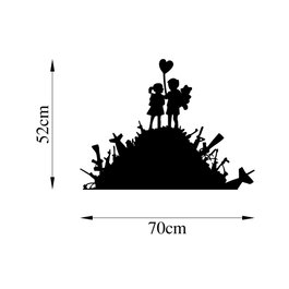 Wallity Banksy - 2 Escultura de pared metálica negra